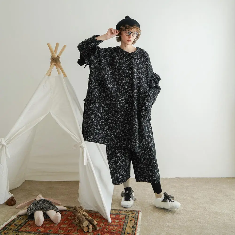 imakokoni black pattern dress original design