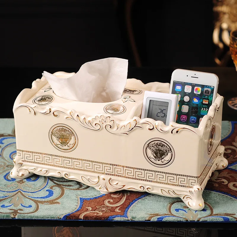 

Bathroom Ceramic Tissue Box Desktop Organizer Durable Multifunctional Remote Holder Pencil Holder For Office Home Storage Box