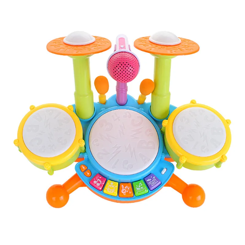 Plastic Electric Drum Set with Microphone Kids Music Educational Toy Gift 