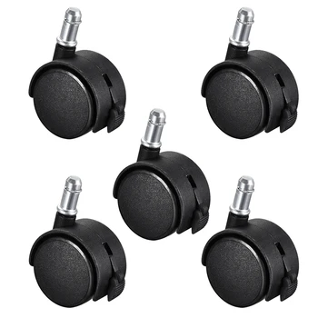 

uxcell 2-inch Swivel Casters Nylon Twin Wheel Universal 11mmx22mm Stem Caster Black with Brake , 5pcs