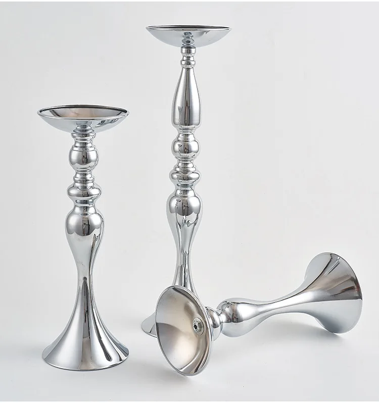 30cm silver Золотая свеча Держатели Простой Металлический Подсвечник ваза для цветов Настольная Центральная подставка для цветов дорога свинец Свадебные украшения - Цвет: 30cm silver