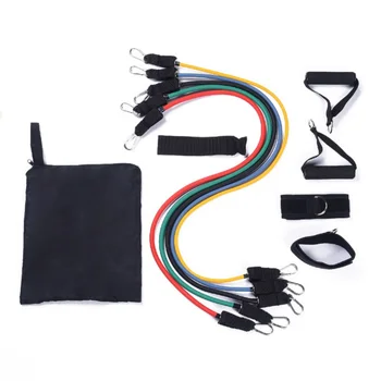 

11Pcs/Set Home Workout Exercise Resistance Bands Set Stretch Band Yoga Exercise Fitness Band Rubber Loop Tube Bands with Bag