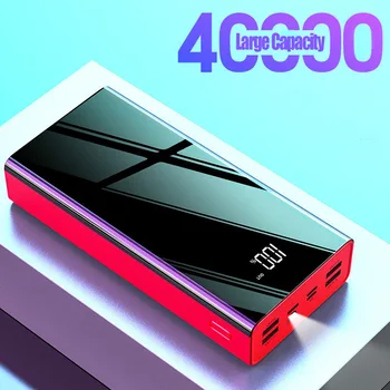 

40000mah PoverBank LCD Power Bank External Battery USB Large Capacity Mirror Screen Portable Mobile Phone Charger for Iphone