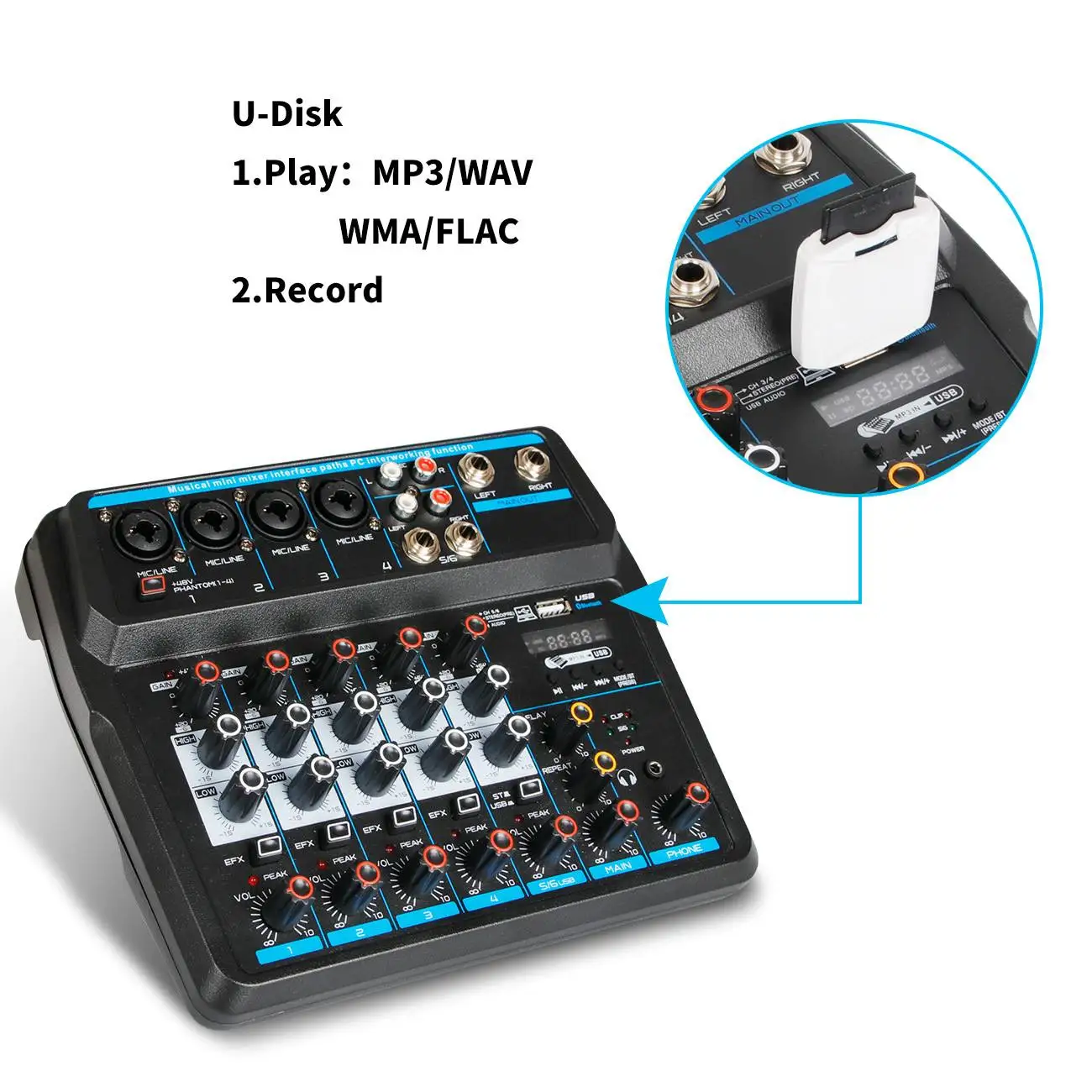 Professional MINI Mixer Audio dj Equipment 4 6