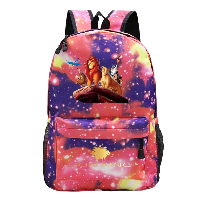 2021 New The Lion King Backpack Disney Cartoons Men Outdoor Travel Bag Laptop Bag Starry Sky Children Student School Bags Gifts 3