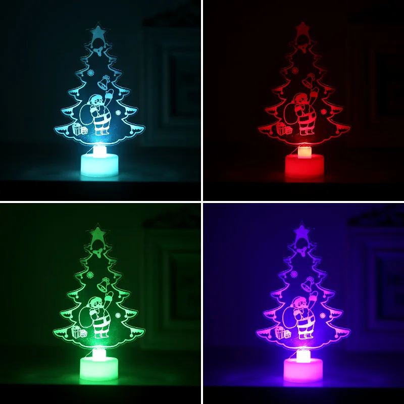 1 шт., Рождественский светодиодный светильник, меняющий Цвет, Мини, Рождественская елка, домашний стол, вечерние украшения, украшения Санта Клауса - Цвет: tree-B