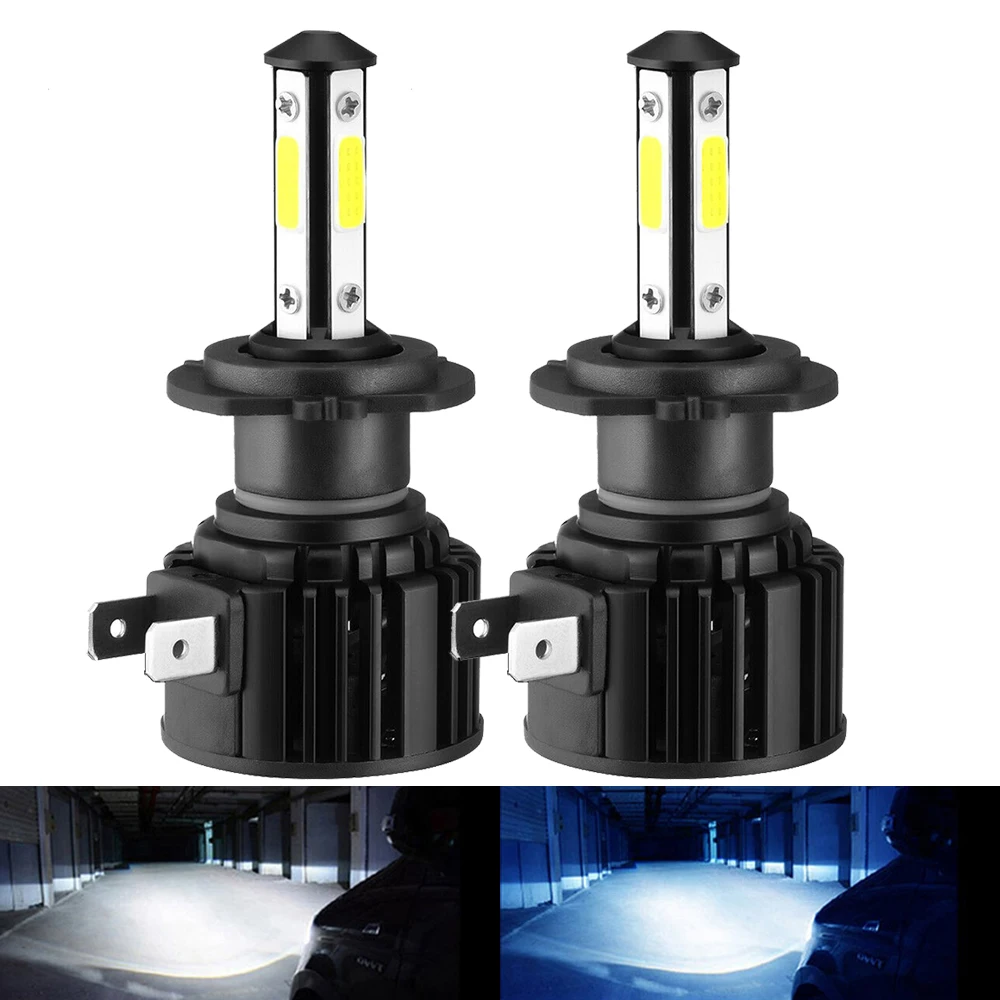 

2PCS H7 LED H11 H8 H9 HB3 HB4 9005 9006 6500K 8000K 4 Sides COB Turbo LED Bulb Wireless Car Headlight Fog Lights Auto Headlamp