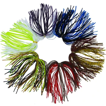 

10pcs Jig Skirt 50 Strands Rubber Skirts Fishing Lure Accessories Silicone Skirts With Rings Fly Tying Material