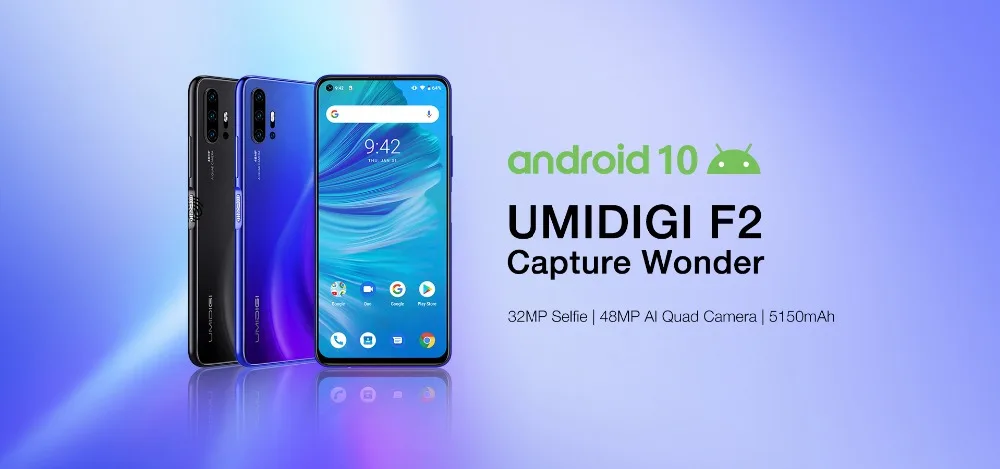 UMIDIGI F2 Global Version Smartphone Android 10 48MP+13MP+5MP 5 Cameras 6.53" FHD+ 6GB+128GB 5150mAh Dual 4G Lite NFC Cellphone