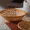 Rattan Bread Basket Round Hand-Woven Tea Tray Food Serving Platter For Dinner Parties Coffee Breakfast Container Household 2