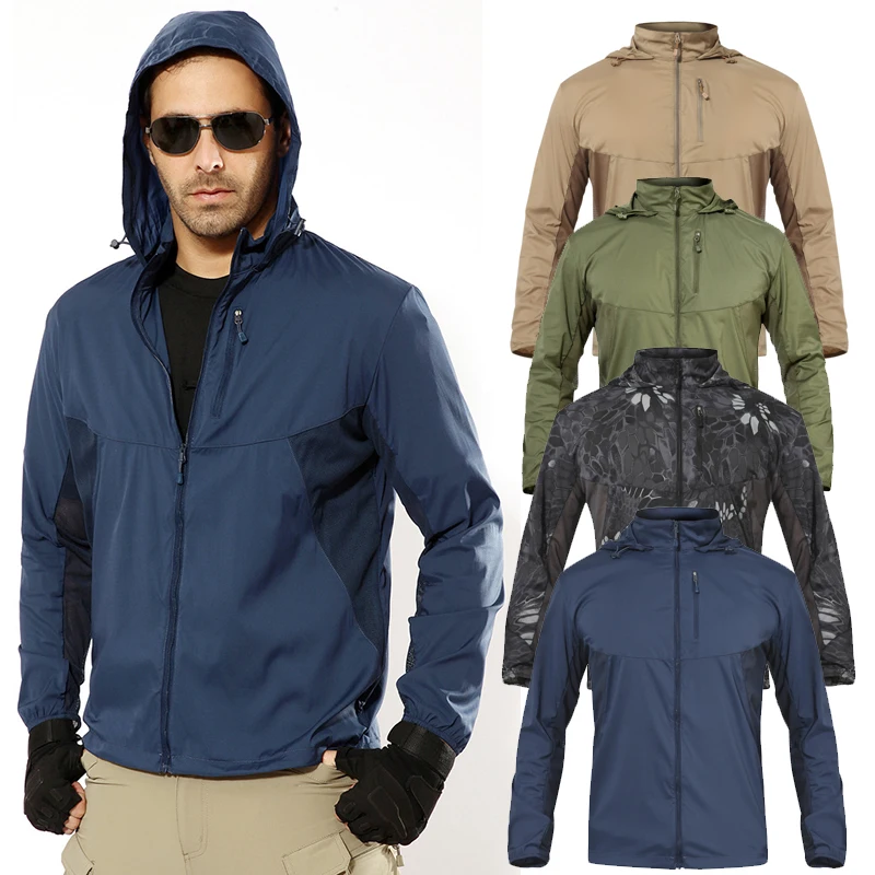 

New Sports Traveling Camping Sun Protective Clothing Hooded Men Outdoor Tactical Hunting Fishing Hiking Jacket Camouflage Coat