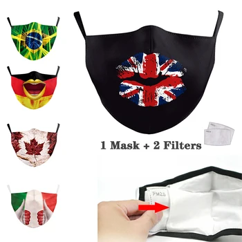 

3D Printed with Filter Anti Mask PM2.5 Face Maske Pollution Face Mask Reusable Protective Facemask Adults Cotton Vintage Masks