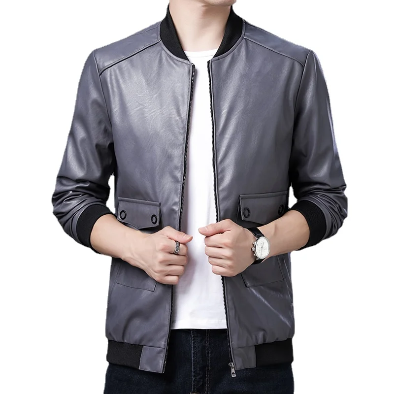 Куртка из искусственной кожи мужская осенняя/ветрозащитная куртка с большими