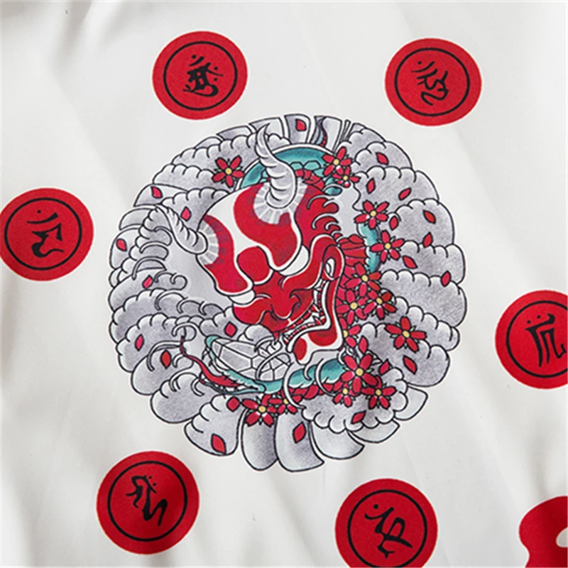 Japanese Demon Kimono Men Cardigan Shirt Yukata Man Haori Obi Clothes Tradition Clothing Male China Kimono Robe