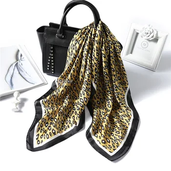 

Leopard Print Silk Scarf Square Women New Fashion Neck Scarves High Quality Soft Foulard Bandana Femme Echarpe Hijab Small Scarf