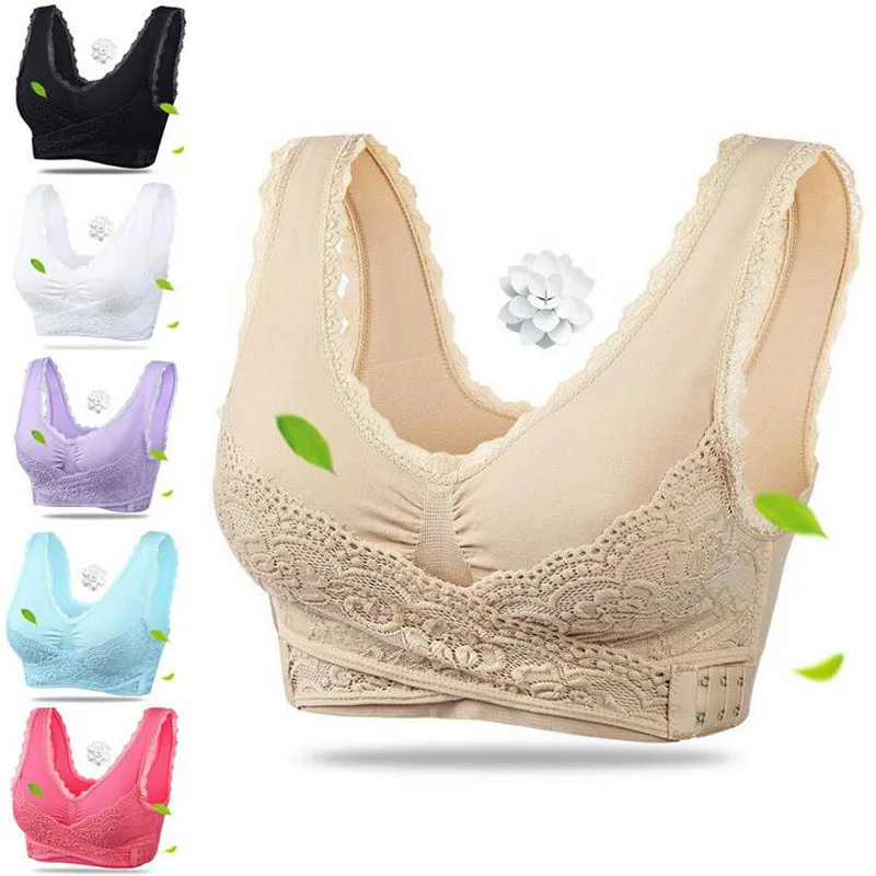

Lingerie Lace Solid Color Cross Side Buckle Without Rims Gathered Active Underwear Sleep Bra 2019 HOT