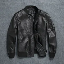 Фабричная Новинка, Мужская черная козья кожа, куртка, повседневная, натуральная, ВВС А1, куртки пилота, Осенние, Россия, пальто