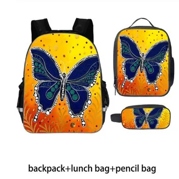 

New children's school bag 3D beauty butterfly animal pattern 3 pieces / set of children's backpack girl ladies school bag