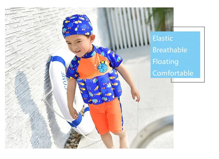 Детский купальный костюм для мальчиков; плавучий купальник на молнии для девочек; съемный купальный костюм; защитный безопасный купальник с рисунком