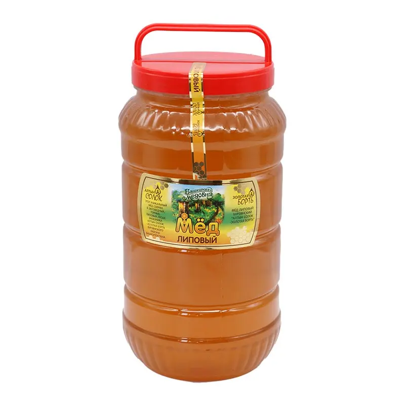 Honey Bashkir natural lime Bashkir honey 4200 grams plastic Bidon linden Sweets Food Altai