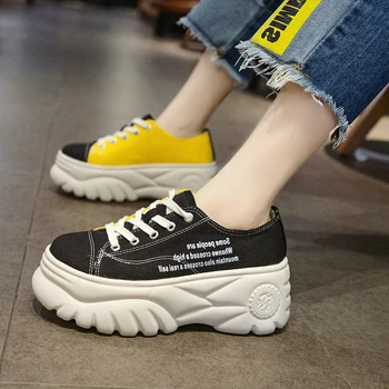

High Platform Women sneakers Thick Sole Shoes Cloth Wedge Sneakers Waterproof Breathable Running Shoes Increase M3-50