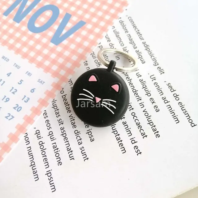 Lovely Cartoon Silicone Soft Protective Sleeve For AirTag Keychain Pet Child Anti-lost Device for Air Tag Protect Case Cover Blackbeardcat