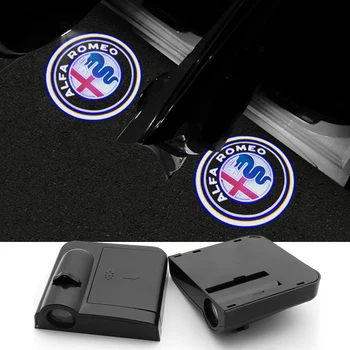 

2PCS Wireless Led Car Door Shadow Light Welcome Light Step Lights for Alfa Romeo Giulia Giulietta Mito Stelvio 147 156 159 GT