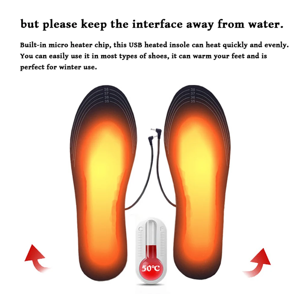 세척 가능한 USB 가열 신발 깔창, 트림 가능한 열 신발 삽입물, 가열 EVA 깔창, 크기 40-44