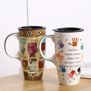 

Graffiti style creative large-capacity multicolored colorful mark cup ceramic with lid simple coffee creative home water cup