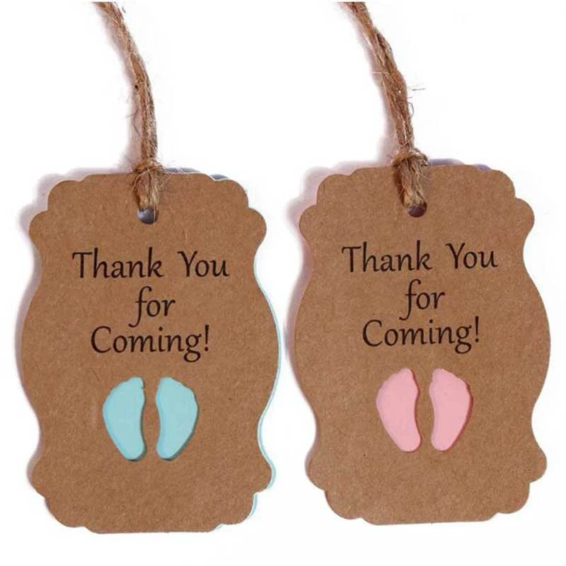 

50Pc Thank You for Coming Kraft Paper Tag Baby Shower Gift Box Decorations Birthday Party Decorations Kids Boy Girl Party Decor.