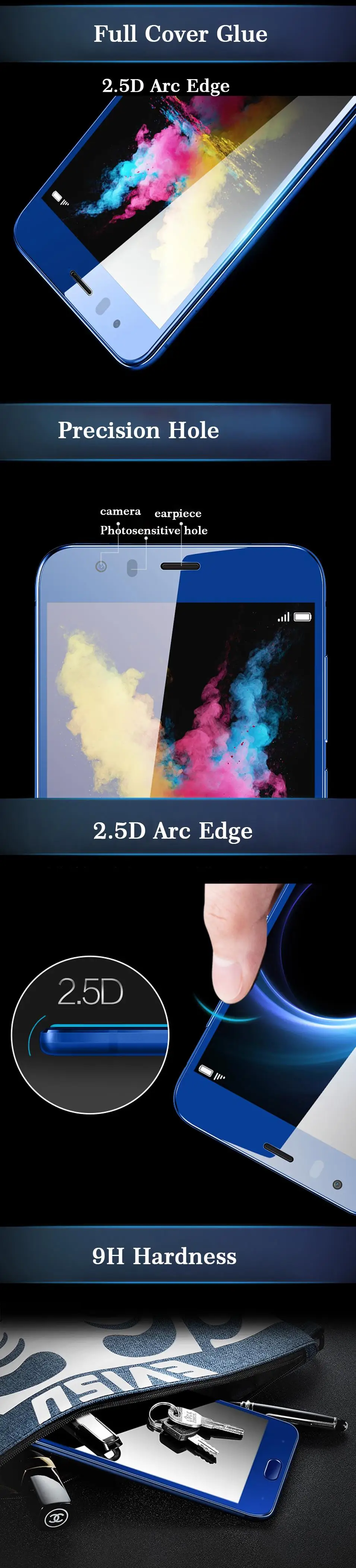 For Huawei Honor 9 8 lite Screen Protector Clear Full Coverage Tempered Glass for Huawei Honor 8 8Lite 9 Protective Glass Cover (7)