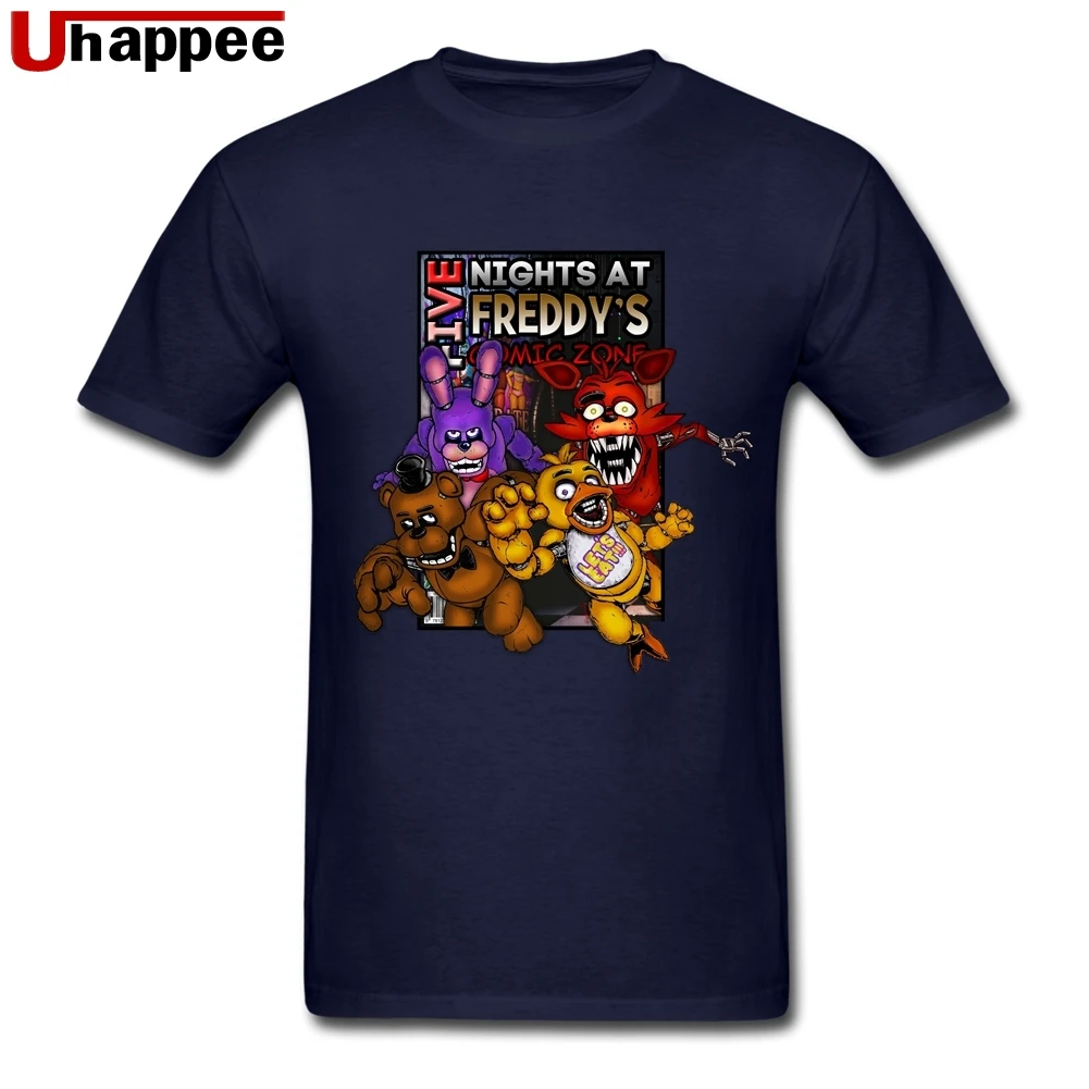 Крутые футболки Freddy Fazbear для мужчин s, обычная посадка, короткий рукав, цветные принтованные рубашки для мужчин, большой и высокий размер, веер, официальная одежда - Цвет: Navy