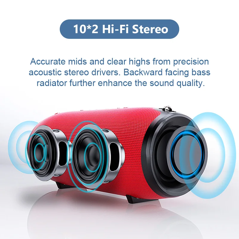 Большая мощность Портативный беспроводной Bluetooth динамик стерео телефон музыка