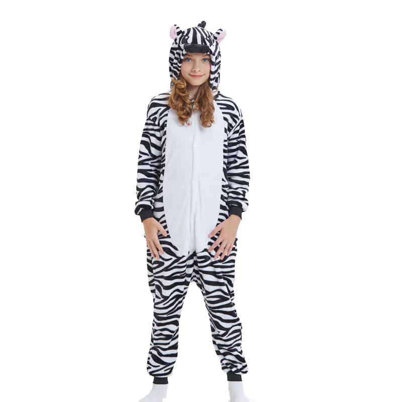 

Kids kigurumis onesie Pajama Animal Zebra Overalls Flannel Soft Sleepwear One Piece Boy Girl Child Outfit Party Homewear Costume