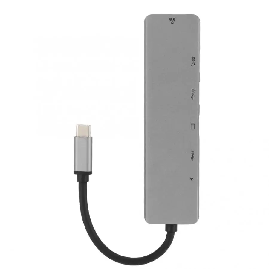 Легкий СЕРОГО МЕТАЛЛА 6 в 1 USB C для Тип поддержкой 3 USB3.0 концентратор HDMI Rj45 Ethernet