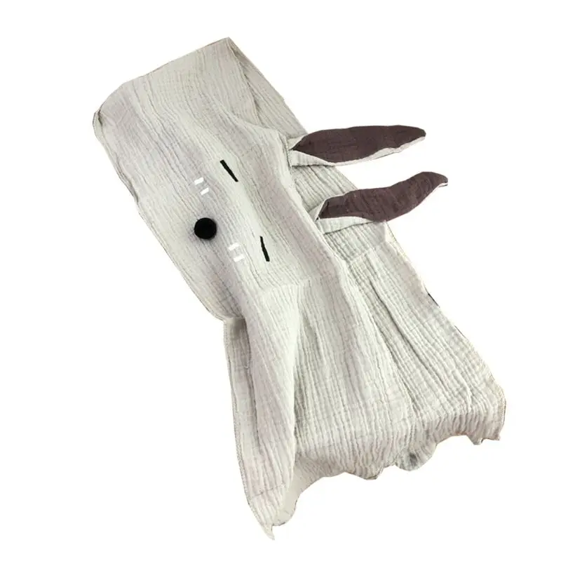 Light Grey Мягкий детский хлопковый льняной зимний теплый шарф с длинными ушками кролика для маленьких девочек, воротники, шали, шейный платок - Цвет: Light Grey