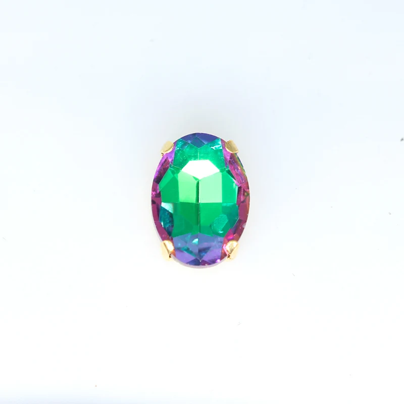 oval green flame 12p многоцветный цвет пламени плоское шитье стекло, кристалл, камень пришить стразы драгоценности Позолоченные Кнопки DIY аксессуары для одежды - Цвет: oval green flame