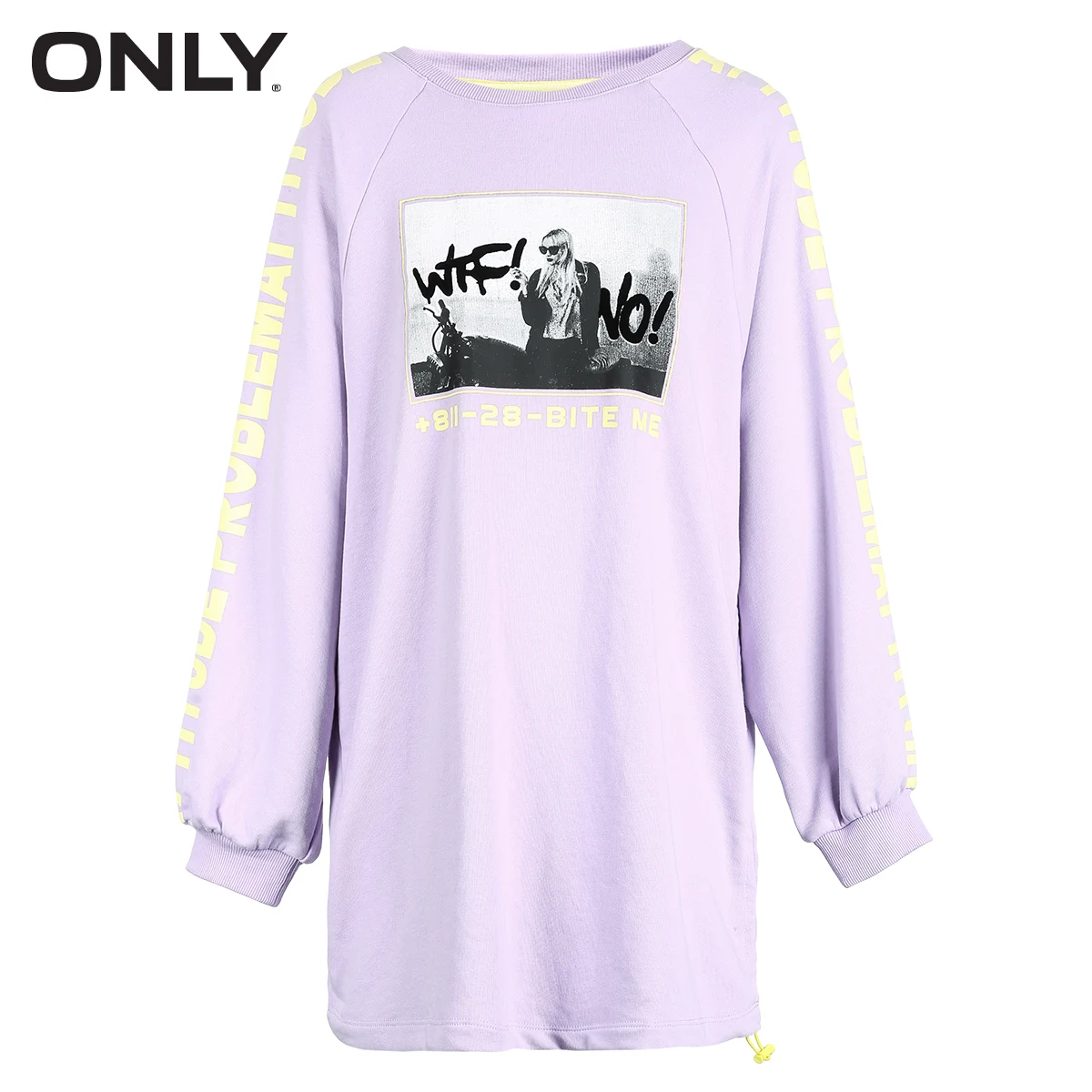  ONLY women's autumn new letter printing medium long hoodie sweatshirts  11839S591