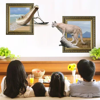 

New large size 3D cartoon wall stickers leopard animal pattern stickers realistic room living room decoration exhibition