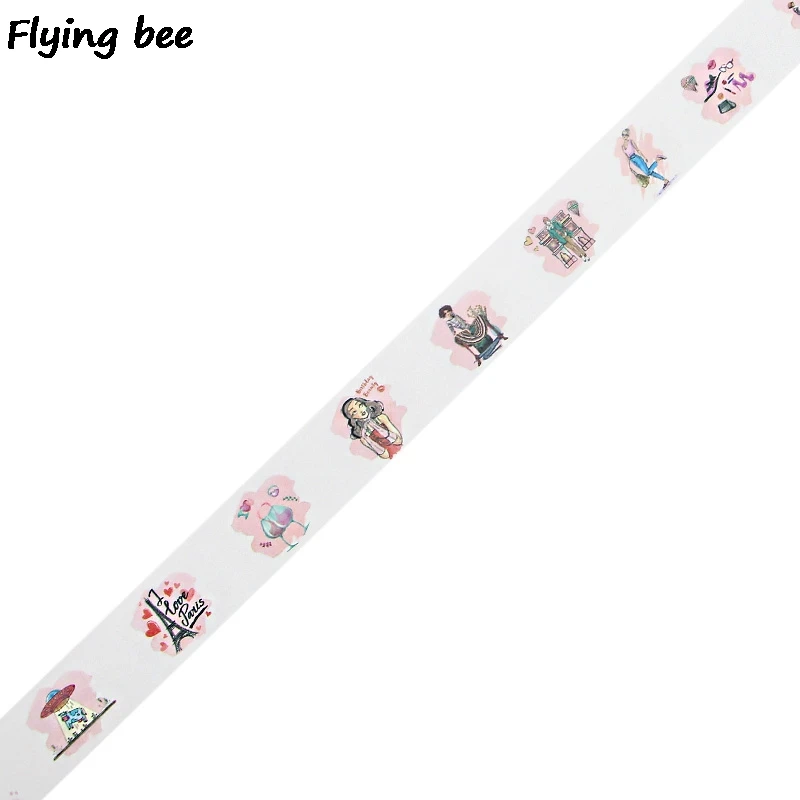 Flyingbee 15 мм X 5 м Парижа васи лента бумага DIY декоративная клейкая лента, Канцелярия Женская мода маскировки Ленточные принадлежности X0504