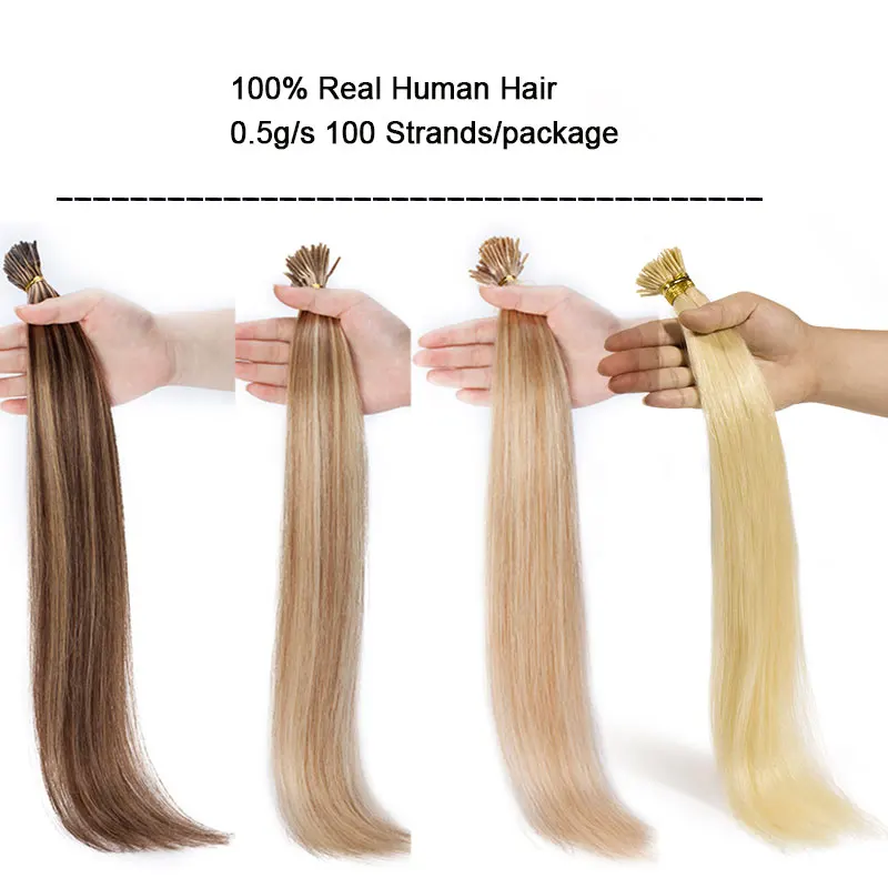SEGO 16''-22'' 50g 100 Strands Straight 100% Human Hair I Tip Stick Keratin Hair Extensions Pre Bonded Non-Remy Fusion Hair