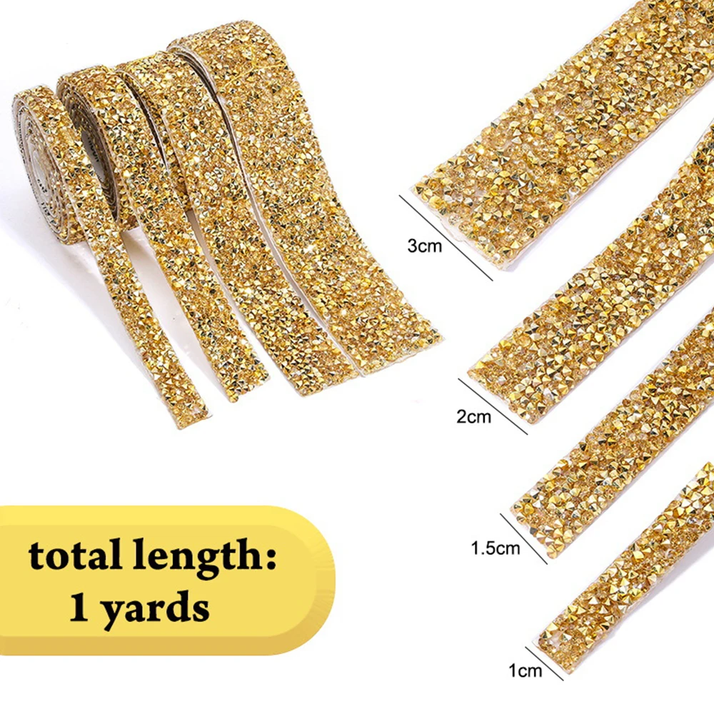 Self-Adhesive Gold Crystal Rhinestone Tape Trim Applicator DIY Decoration Ribbon Roll 1 Yard rhinestone trimmings,crystal rhinestones,rhinestone ribbons,rhinestone crystals,rhinestone accessories