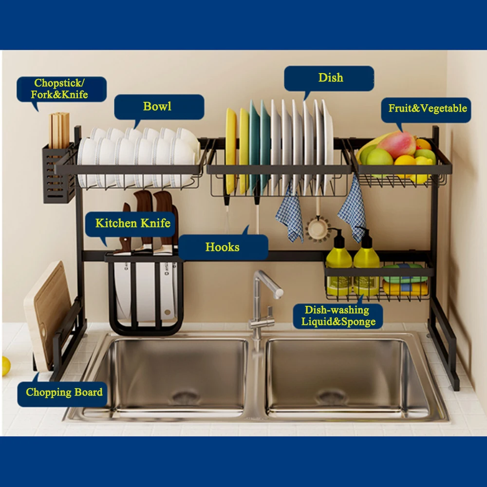 Над раковиной держатель посуды кухонная полка органайзер сушилка для посуды с сливной доской палочки для еды держатель Столешница Органайзер