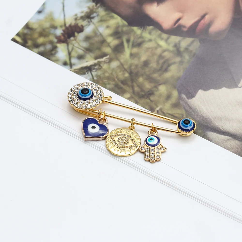 Lucky Eye Heart Fatima Hamsa Hand Blue Turkish Evil Eye Charm