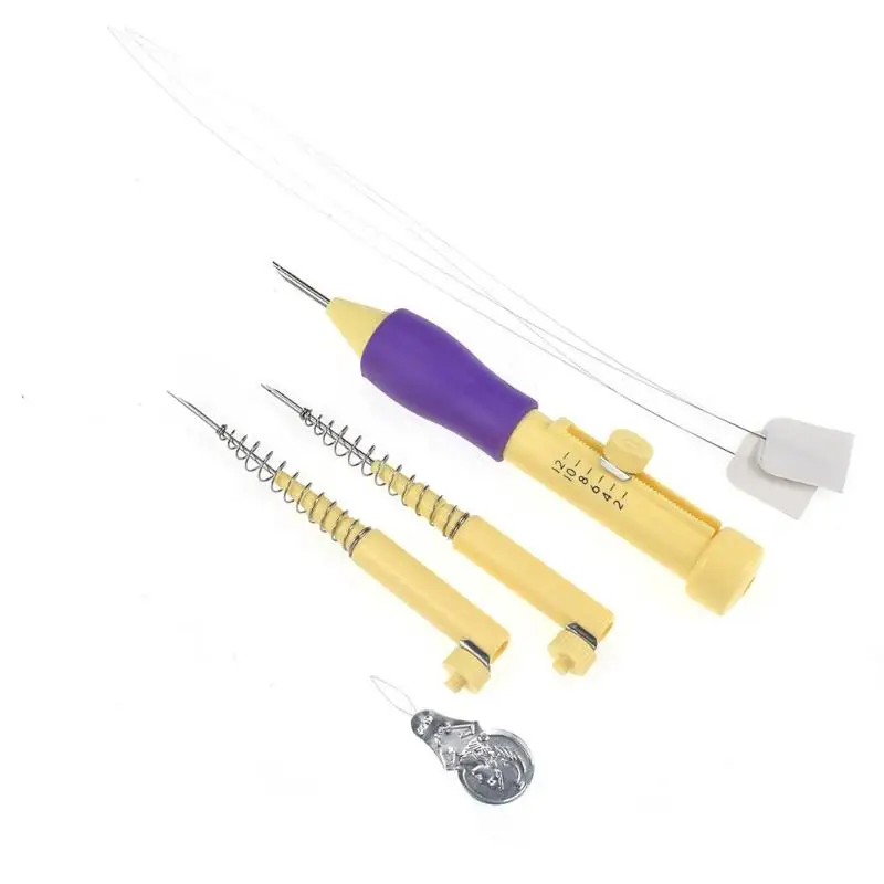 Волшебная ручка для вышивки, пластиковая ручка для рукоделия, крючок для вязания крючком, тканый ковер, игла, инструмент для вязания, швейные иглы, плетение, рукоделие, вязание крючком - Цвет: Purple