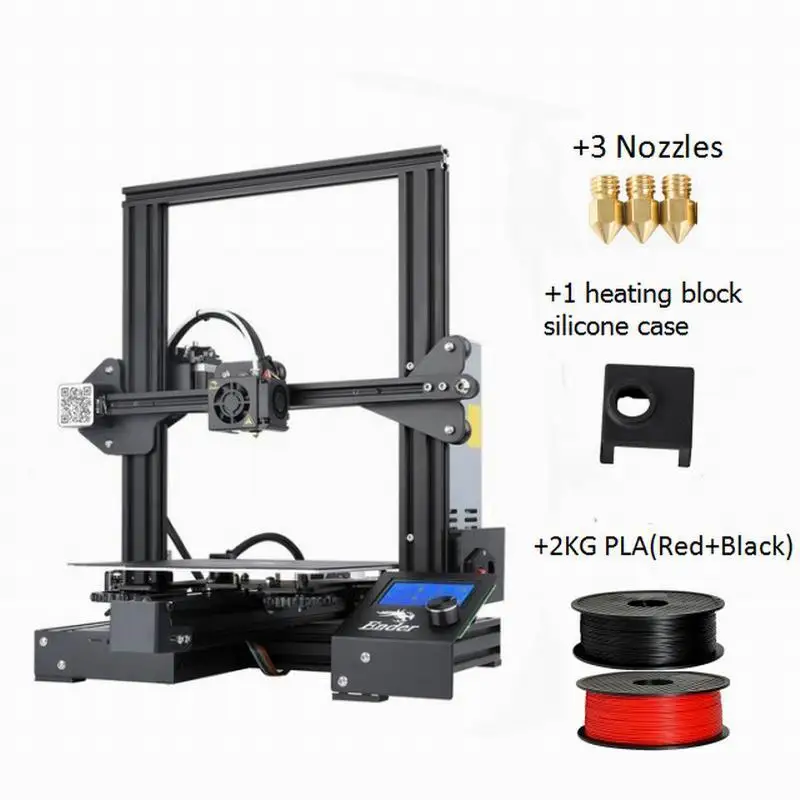 Creality Ender-3 Pro с 3 насадками/2PLA/Силиконовые DIY наборы в сборе v-слот большой размер MK-10 патент сопла мягкая магнитная наклейка