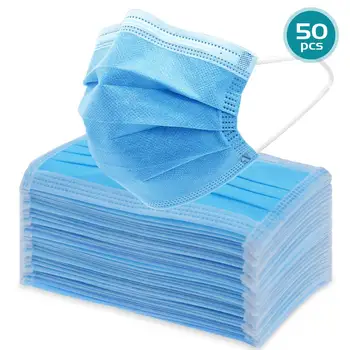 

Free Shipping 50PCS Face Mouth Masks Disposable Earloop Anti-Dust Dustproof Mask 3-layer Non Woven Protective Mouth masks