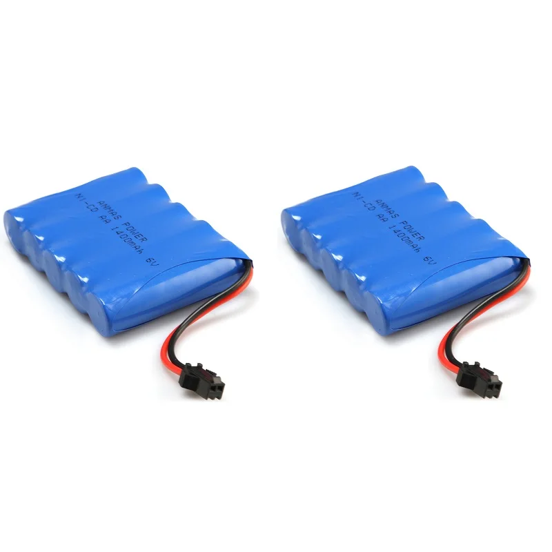 Ni-CD 1400mAh 6V аккумулятор с штекер SM кадмиево-никелевый аа аккумуляторные RC батареи для радиоуправляемых автомобилей - Цвет: 2 PCS