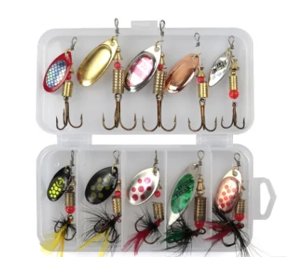 CASTFUN 10pcs/lot Fishing Spoon Lures Spinner Bait With Hook Tackle 3g-7g Fishing Wobbler Metal Baits artificial free box