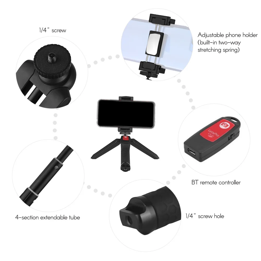 4-секционный селфи-палка для iPhone samsung интегрированный Настольный Штатив для GoPro Hero С телефонным пультом управления Управление